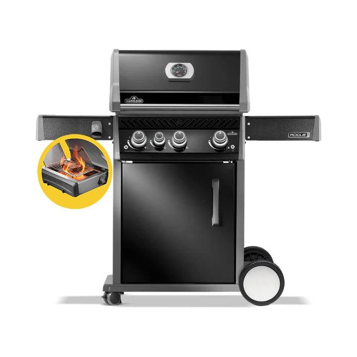 Napoleon Rogue Pro 425 Black 3 Burner BBQ with Infrared Sizzle Sideburner
