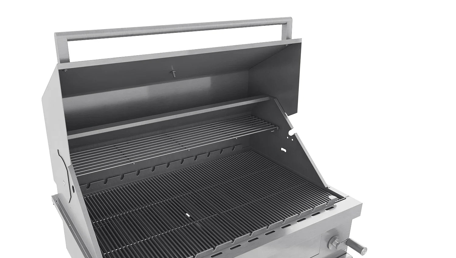 Tucker Charcoal Deluxe Pro BBQ on Cabinet with Roasting Hood