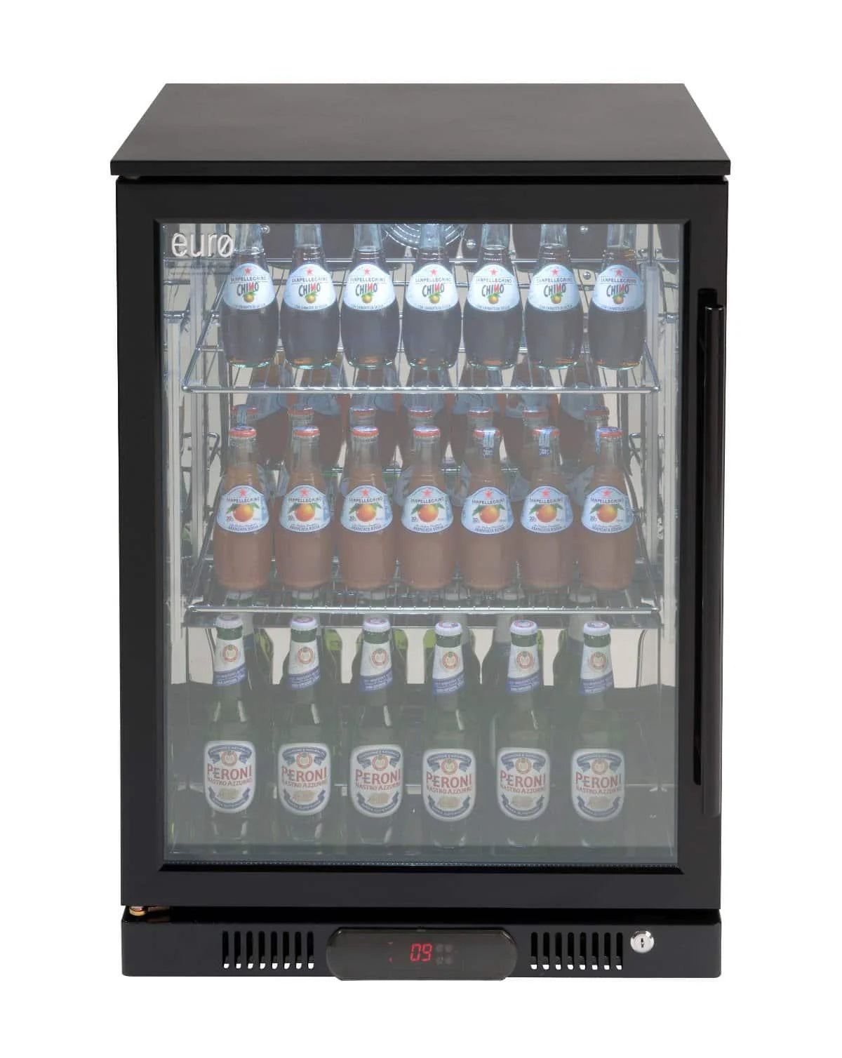Euro 138 Litre Black Single Door Beverage Cooler - EA60WFB
