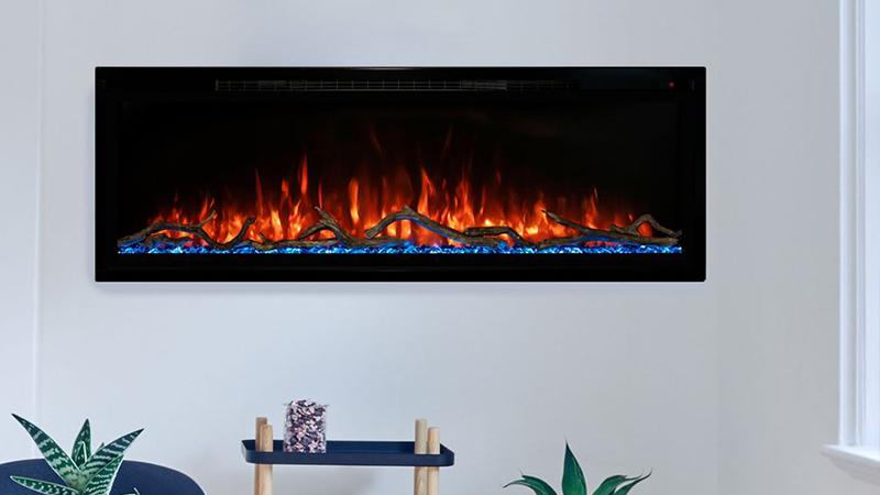 Modern Flames Spectrum Slimline Series - 74 Inch Inbuilt Electric Fireplace with Log Set - SPS-74B/AUS