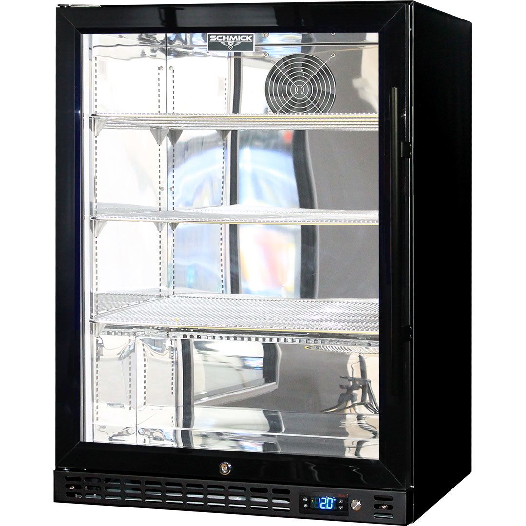 Schmick Quiet Running Front Venting Under Bench Heated Glass Door Bar Fridge - SK156L-B-HD