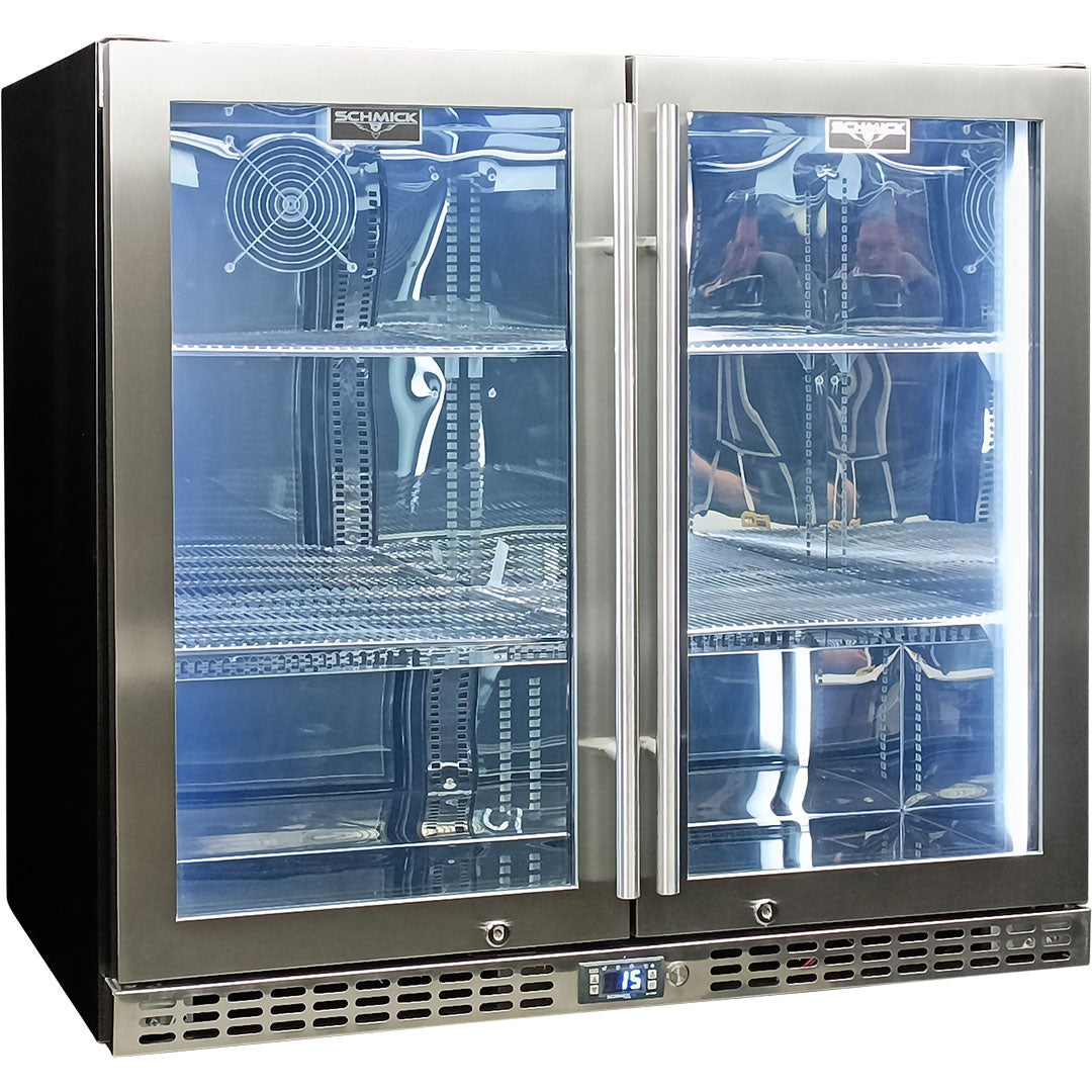 Schmick Quiet Running Heated Glass 2 Door Bar Fridge - SK246-HD