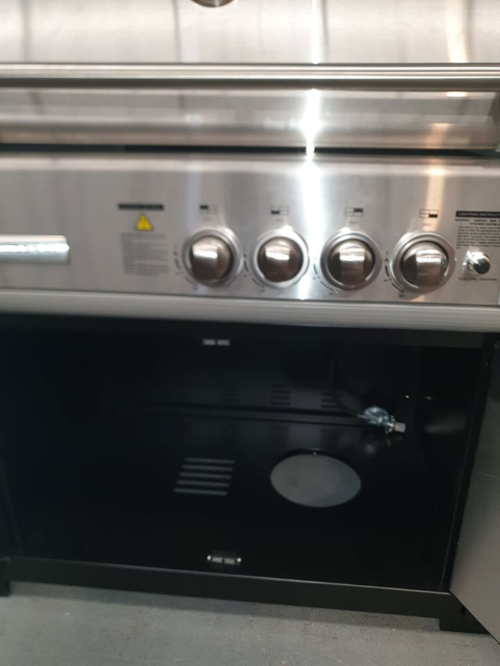 Crossray Outdoor Kitchen 4 Burner BBQ Single Fridge Storage & Sink