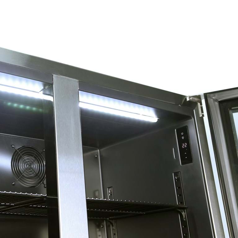 Gasmate 187 Litre Premium Double Glass Door Bar Fridge with Black Interior - BFR2088