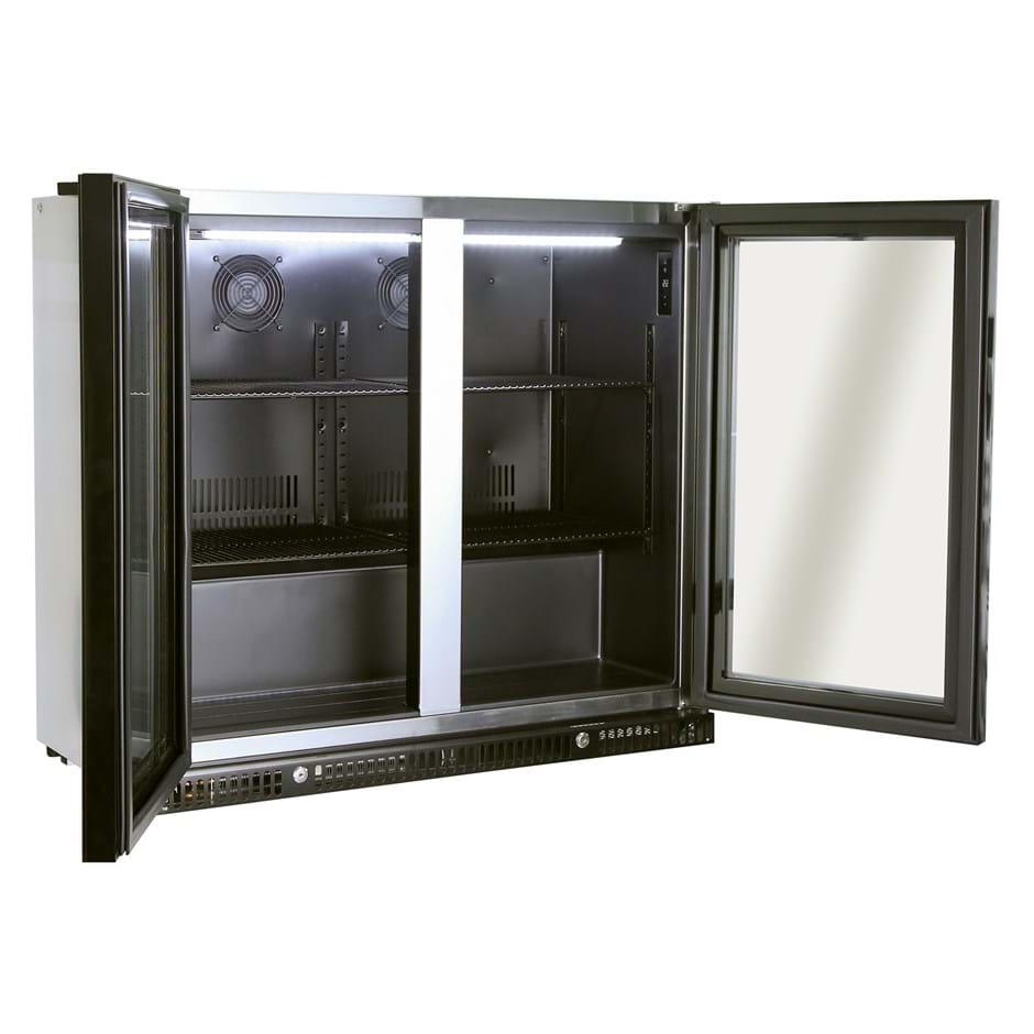 Gasmate 187 Litre Premium Double Glass Door Bar Fridge with Black Interior - BFR2088
