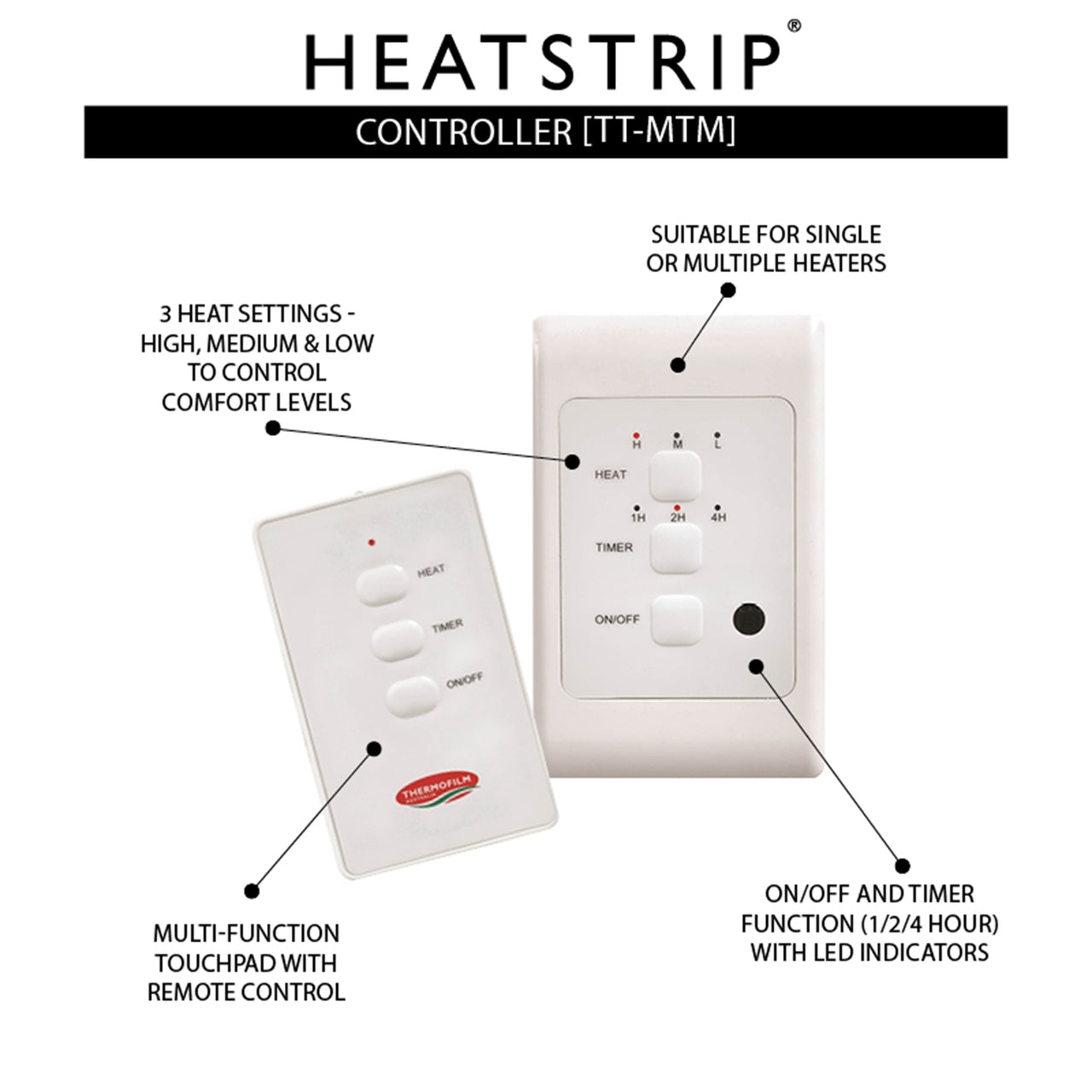 Heatstrip Controller with Timer + Temperature Settings + Remote