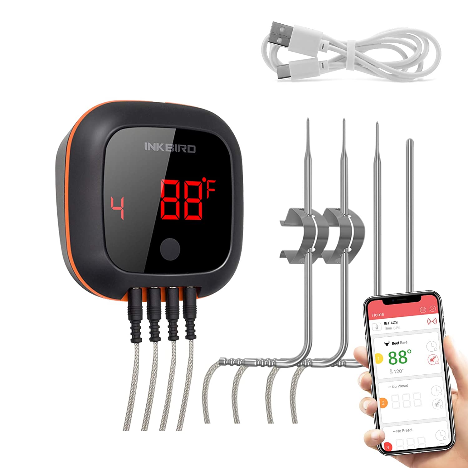 Inkbird IBT-4XS Digital Bluetooth Wireless Thermometer 4 Probe - IBT-4XS