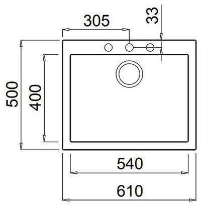 Artusi Black Granitek Sink 61cm x 50cm
