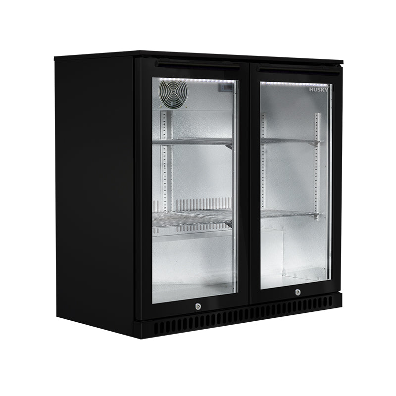 Husky 190L Alfresco Drink Chiller with Double Anti-Condensation Glass Door in Black â€“ ALF-C2-BLK-840