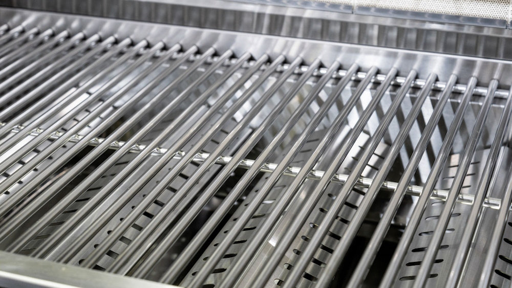 Aspire Stainless Steel 6 Burner BBQ on cabinet