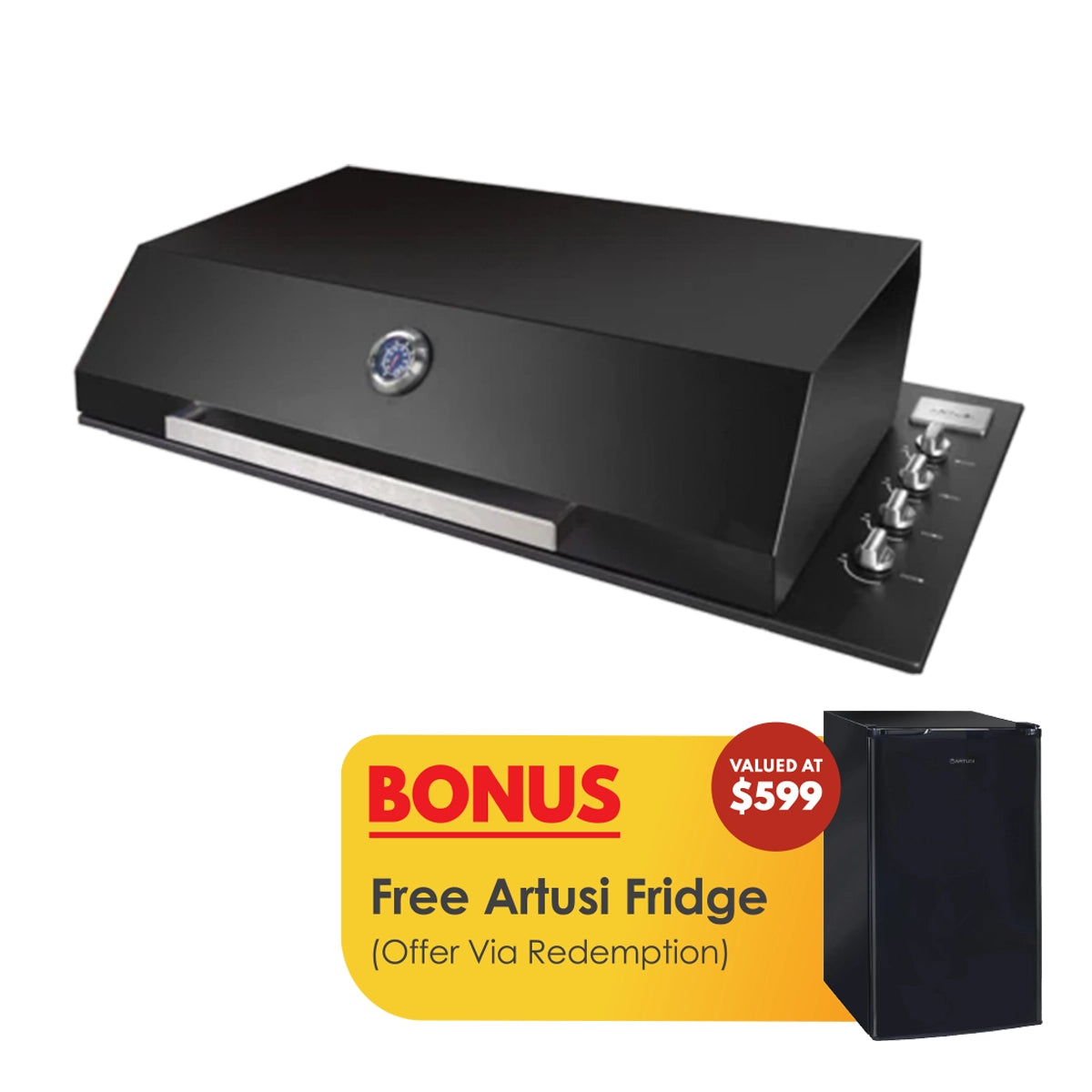 Artusi Matte Black Built-In BBQ with Hood