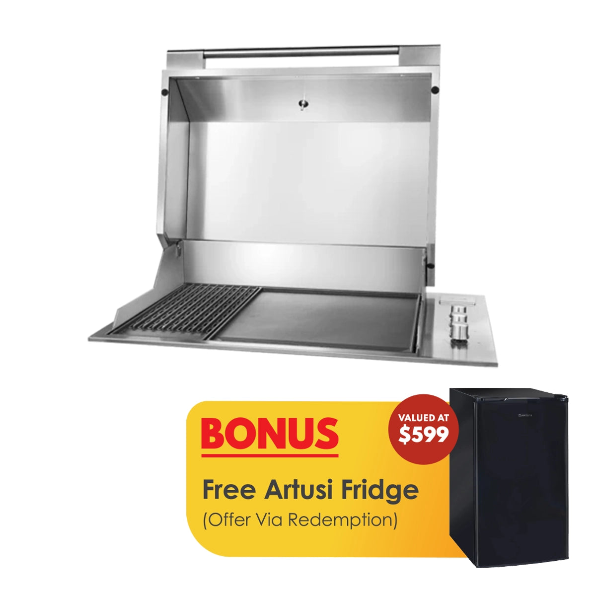 Artusi BBQ 316 Grade Stainless Steel 80cm BBQ with Roasting Hood