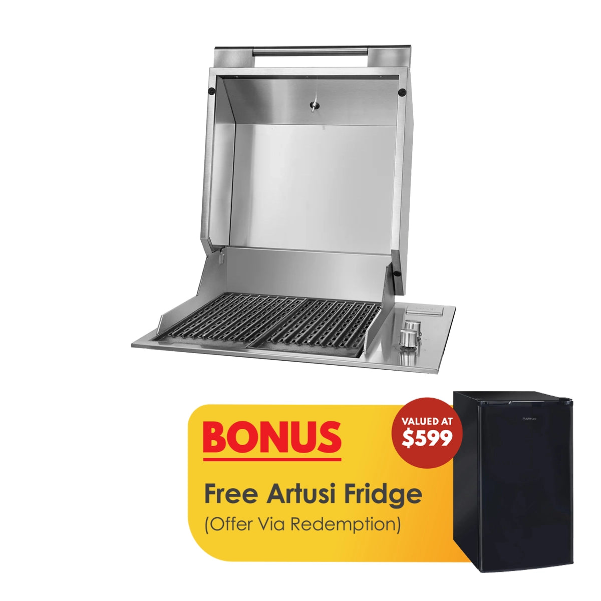 Artusi BBQ 316 Grade Stainless Steel 60cm BBQ with Roasting Hood