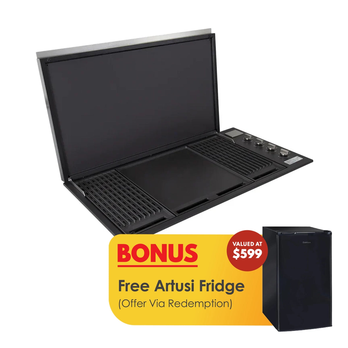 Artusi Matte Black Built-In BBQ with Lid