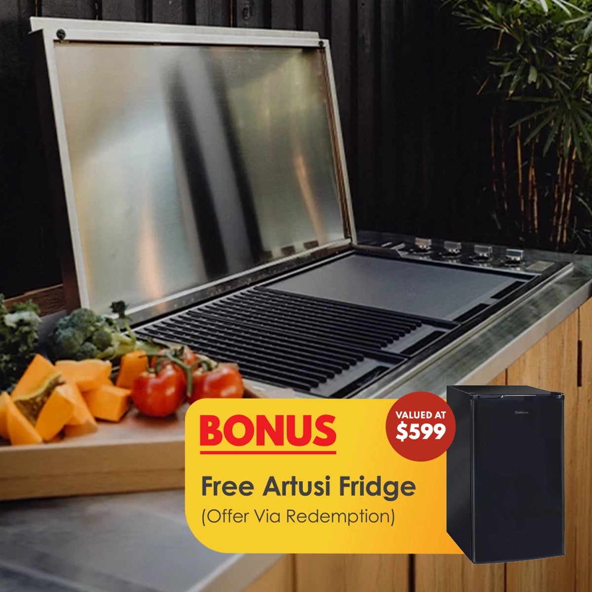 Artusi 316 Grade Stainless Steel Built In BBQ with 316 SS Lid