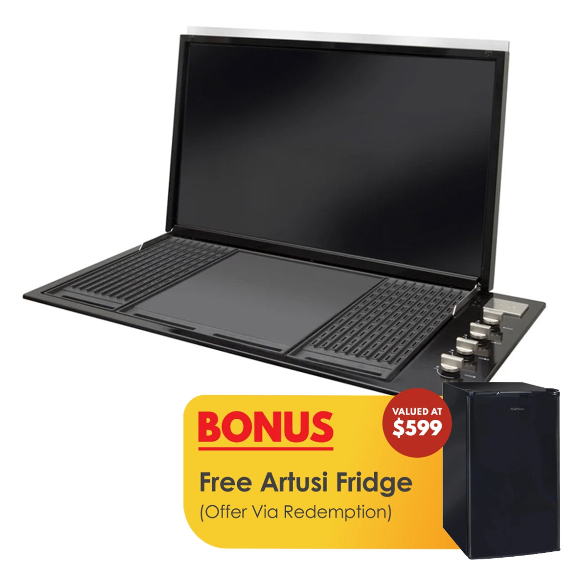 Artusi Black Built In BBQ with Black Lid