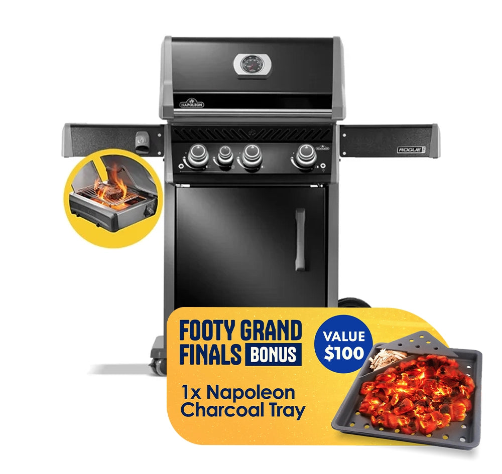 Napoleon Rogue Pro 425 Black 3 Burner BBQ with Infrared Sizzle Sideburner