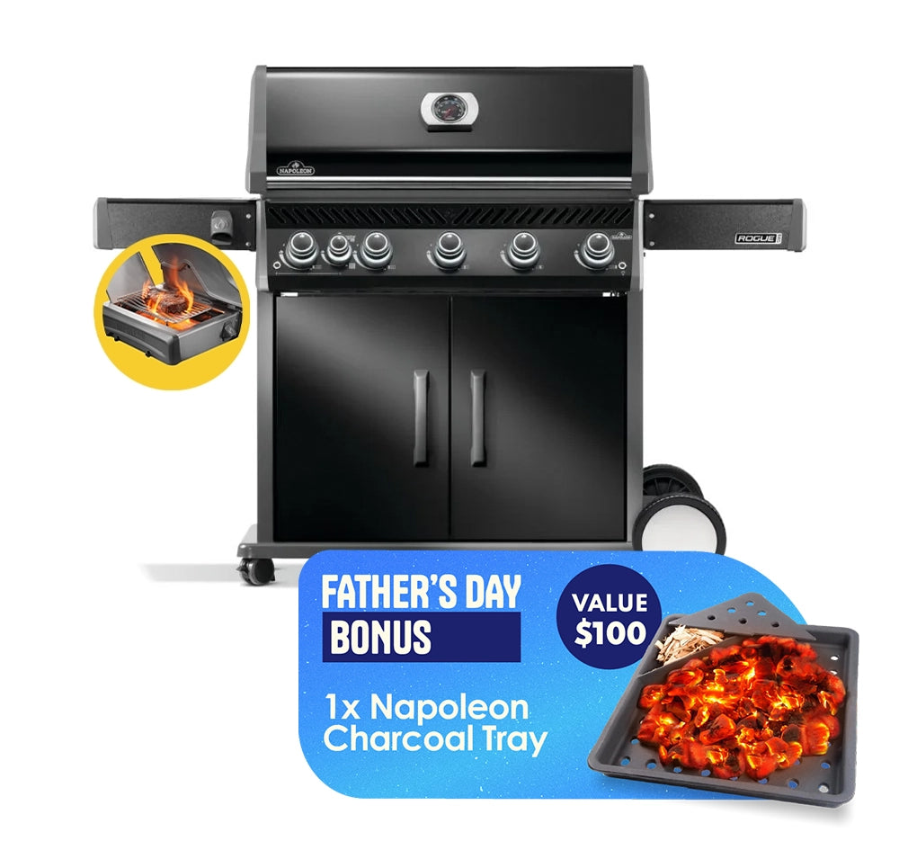 Napoleon Rogue Pro 625 Black 5 Burner BBQ with Infrared Sizzle Sideburner