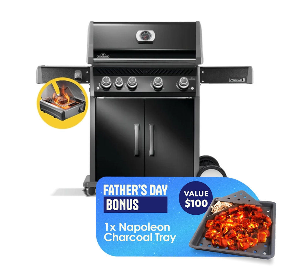 Napoleon Rogue Pro 525 Black 4 Burner BBQ with Infrared Sizzle Sideburner