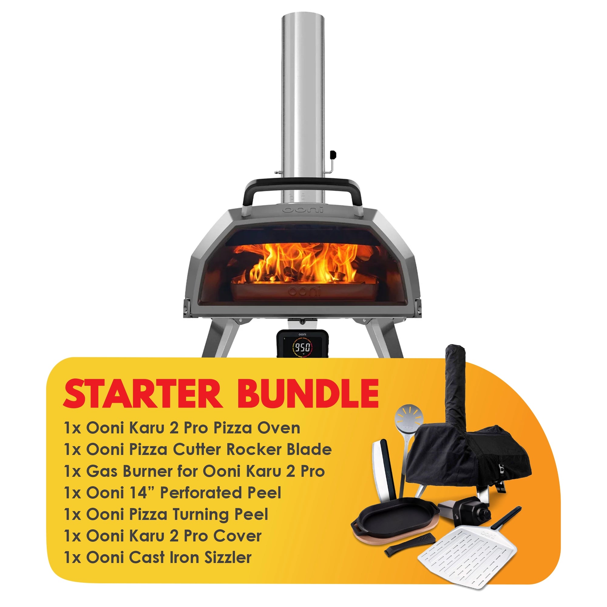 Ooni Karu 2 Pro Multi Fuel Pizza Oven Starter Bundle