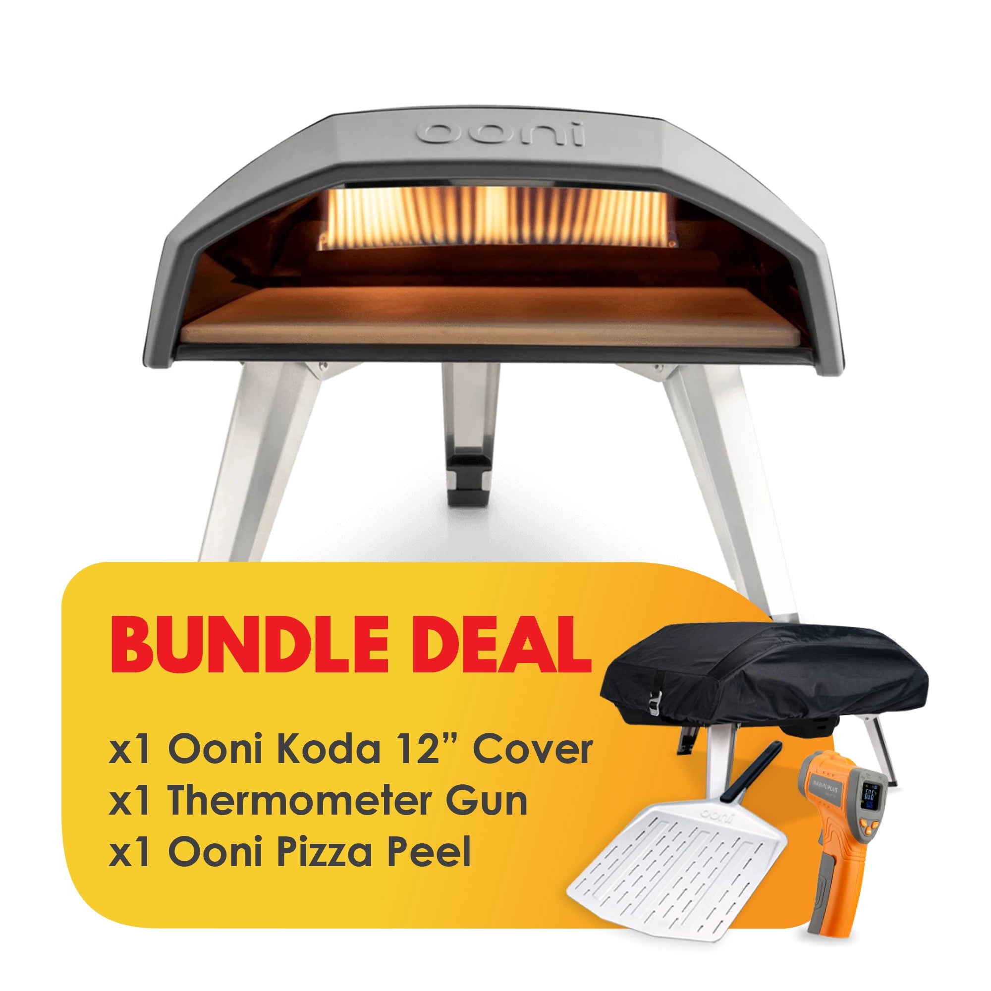 Ooni Koda 12 Inch Portable Gas Fired Outdoor Pizza Oven Bundle Deal