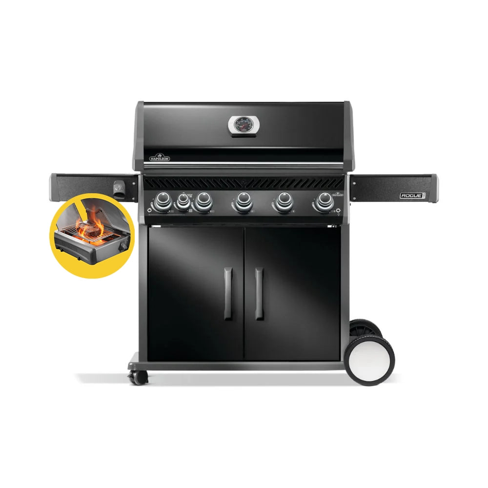 Napoleon Rogue Pro 625 Black 5 Burner BBQ with Infrared Sizzle Sideburner