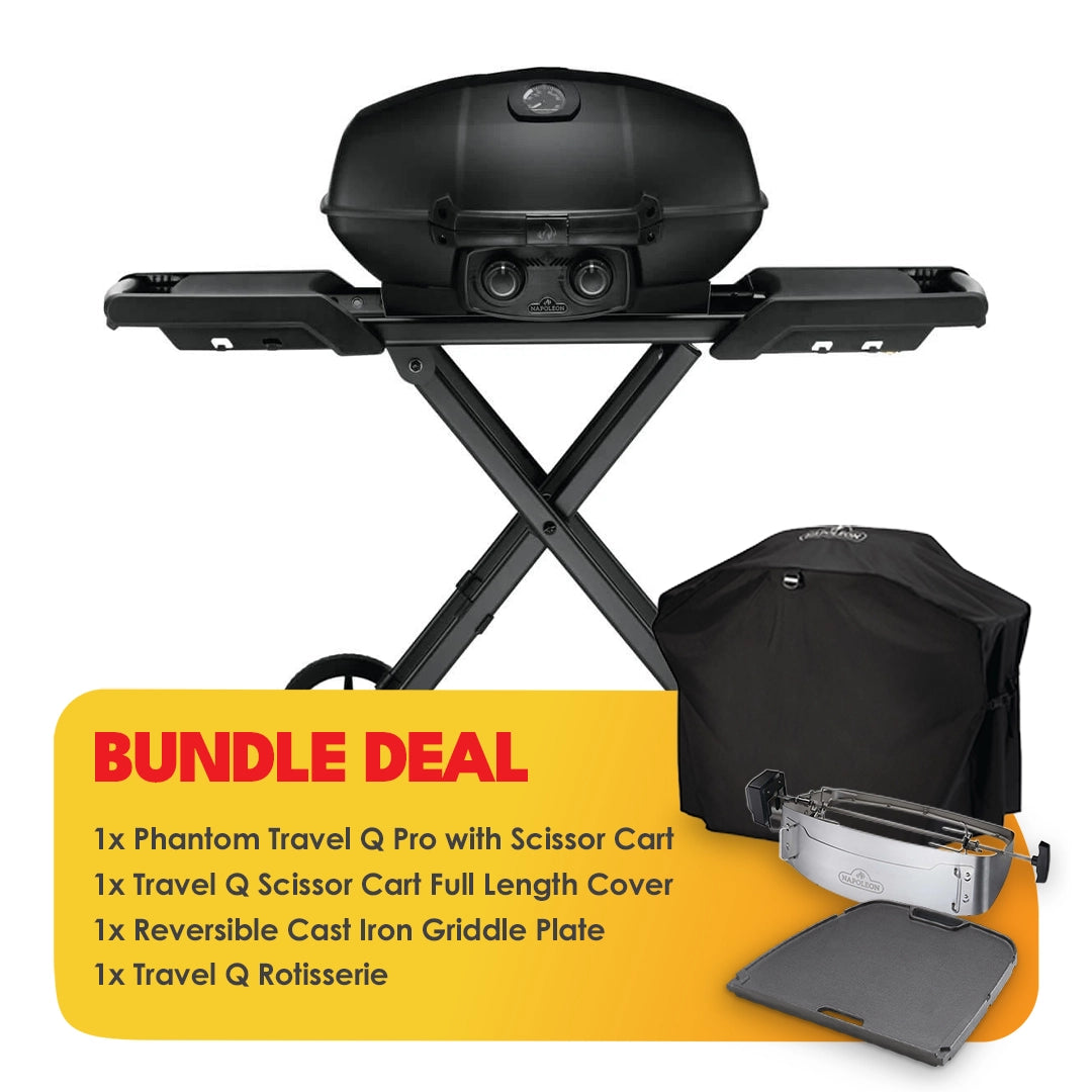 Napoleon Phantom Travel Q Pro with Scissor Cart Bundle