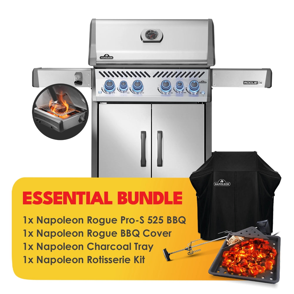 Napoleon Rogue Pro-S 525 Stainless Steel 4 Burner BBQ Essential Bundle