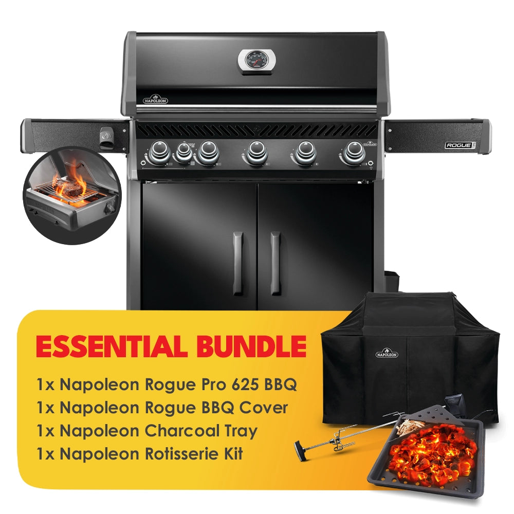 Napoleon Rogue Pro 625 Black 5 Burner BBQ Essential Bundle