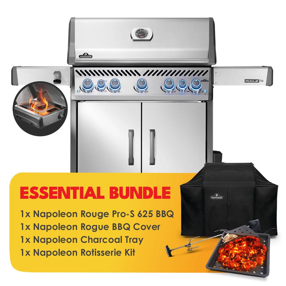 Napoleon Rogue Pro-S 625 Stainless Steel 5 Burner BBQ Essential Bundle