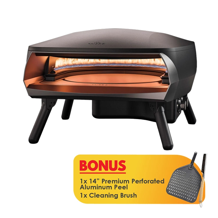 WITT Etna Rotante 16 Inch Gas Double Burner Pizza Oven with Rotating Stone - Black