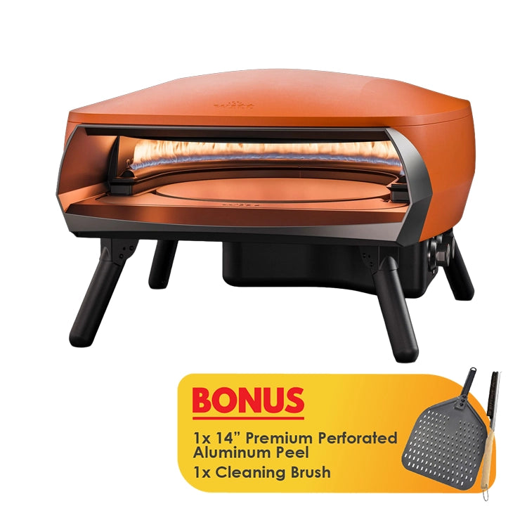 WITT Etna Rotante 16 Inch Gas Double Burner Pizza Oven with Rotating Stone - Orange