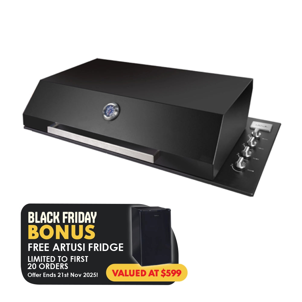 Artusi Matte Black Built-In BBQ with Hood