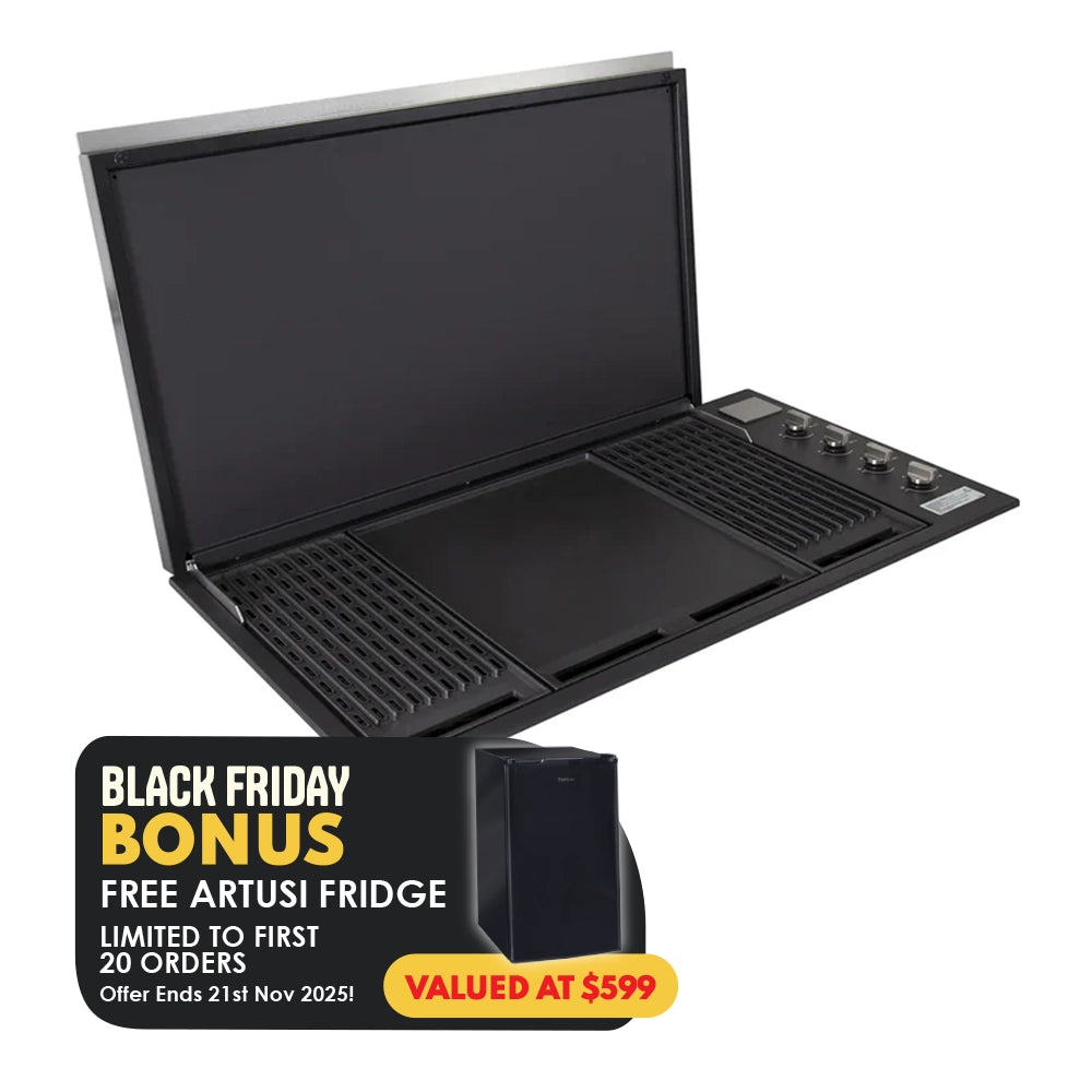 Artusi Matte Black Built-In BBQ with Lid