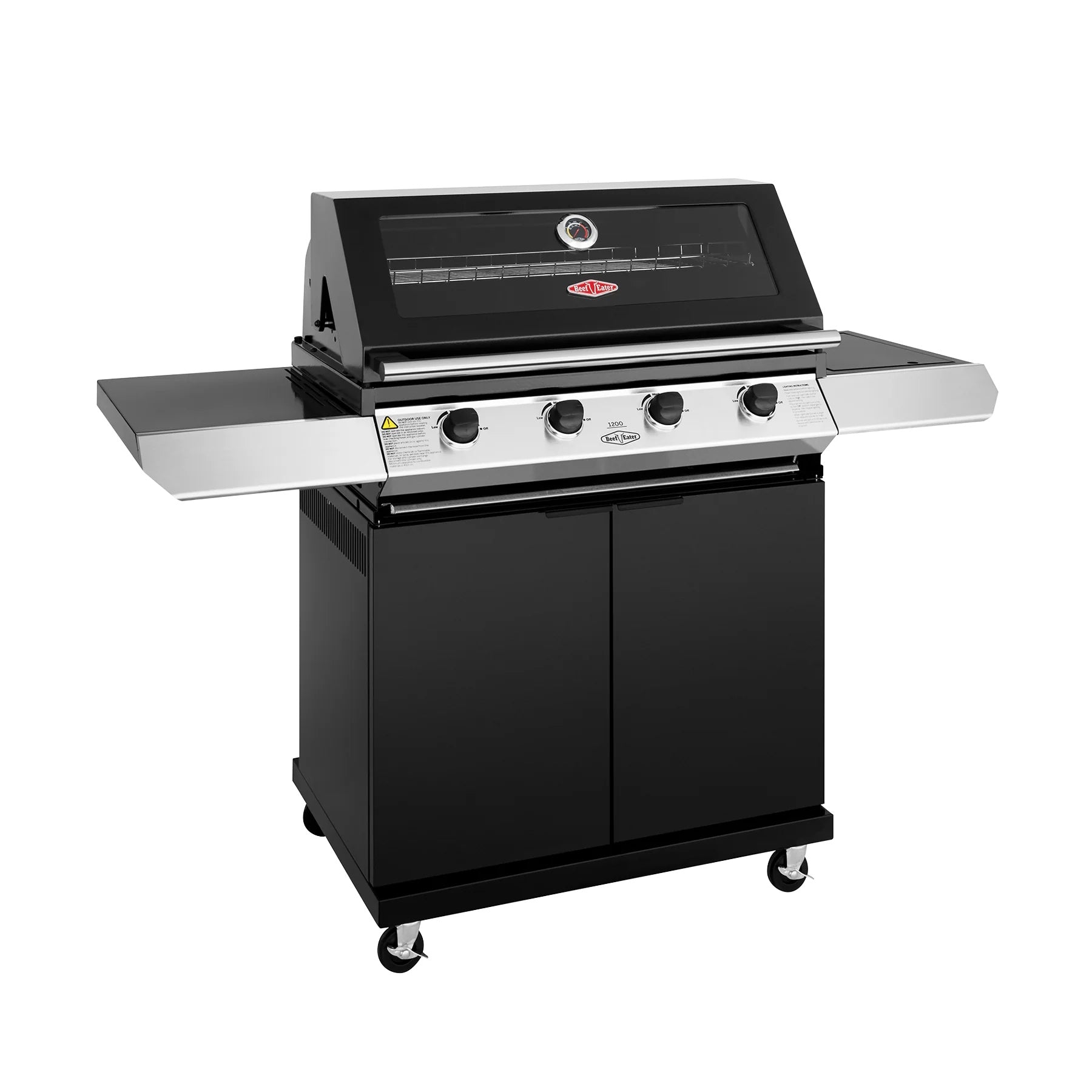 Beefeater 1200 Series 5 Burner Freestanding BBQ + Side Burner - Black