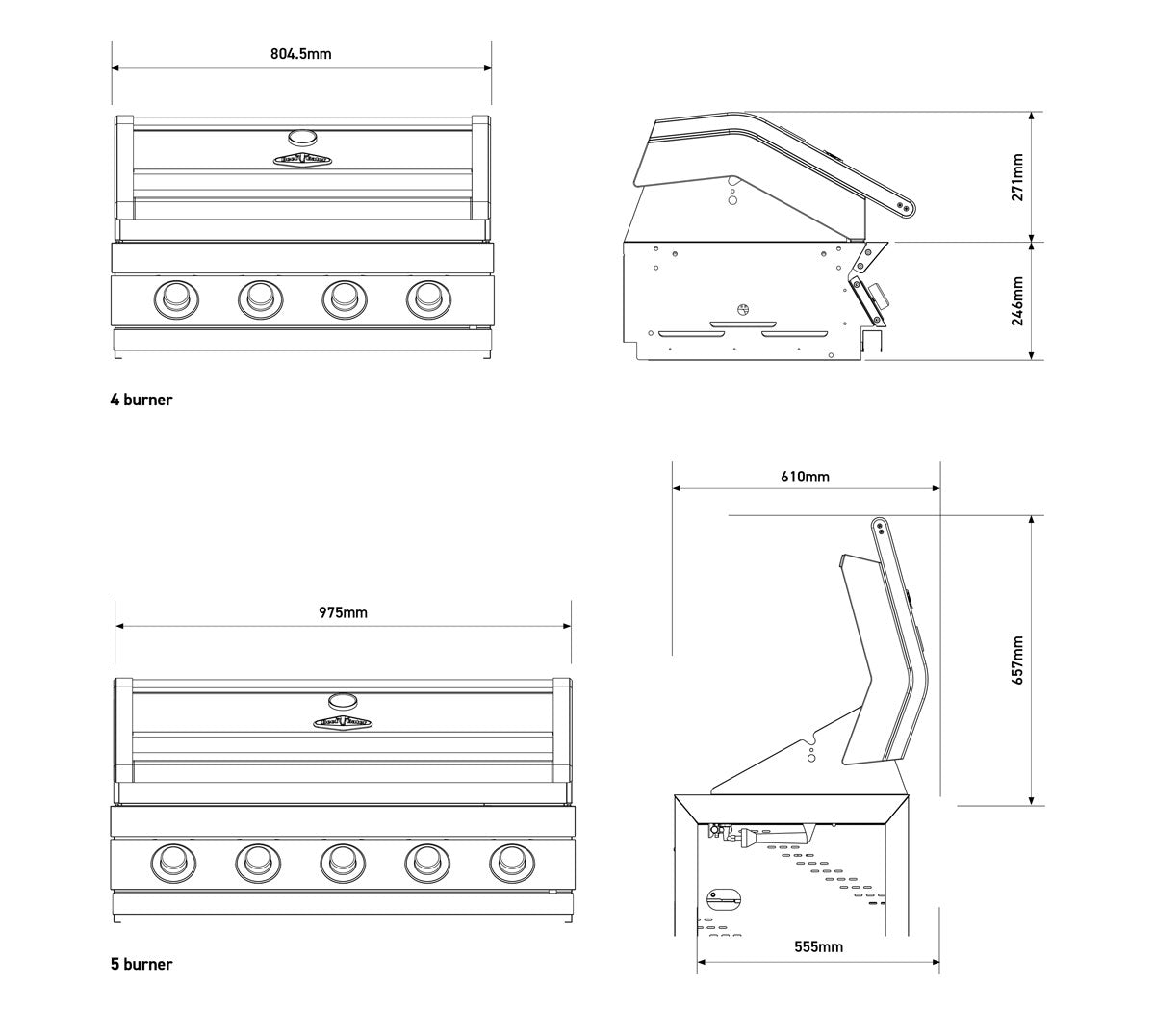 Beefeater 1600 Series Stainless Steel 5 Burner Built-In BBQ