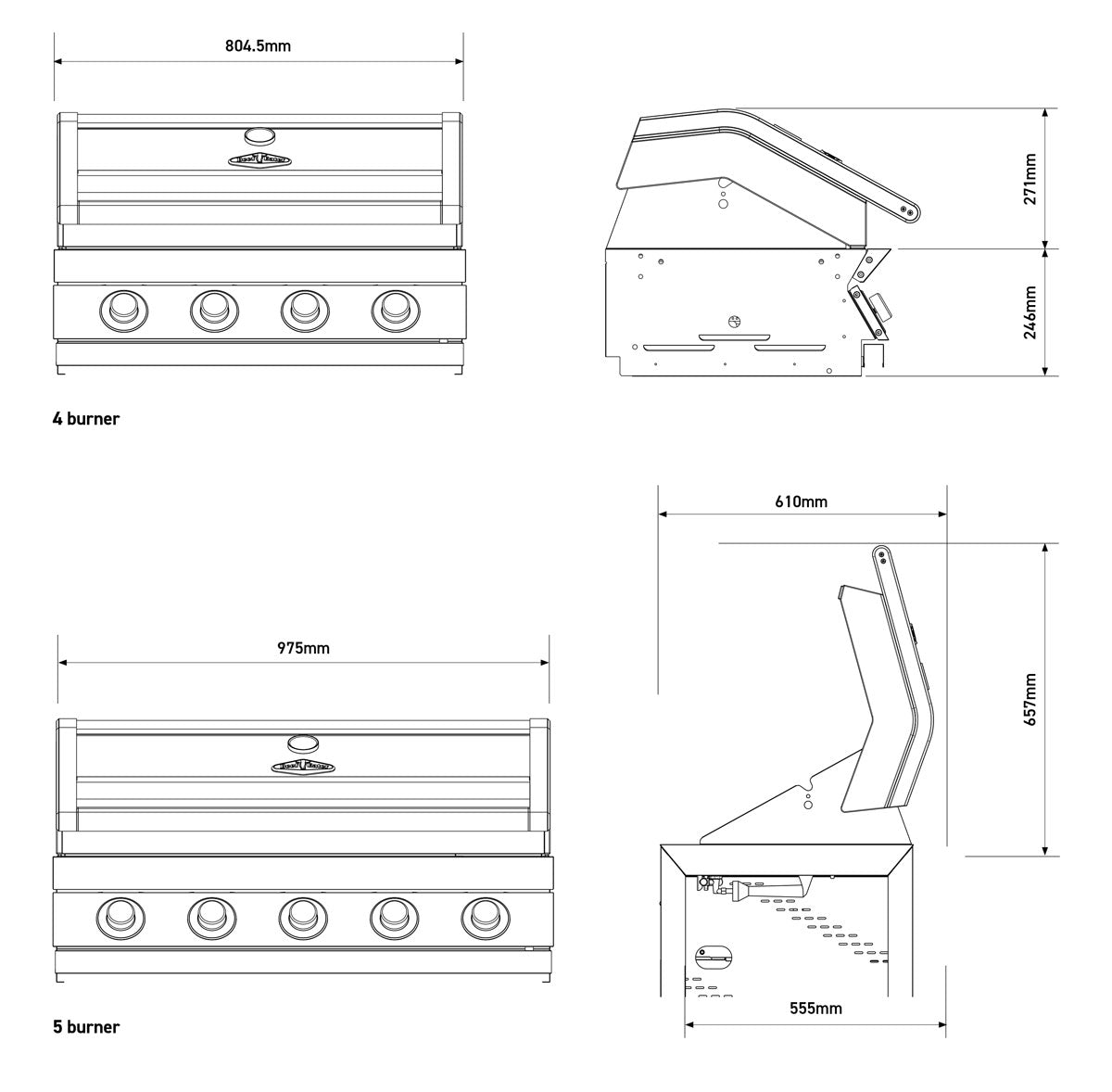 Beefeater 1600 Series Stainless Steel 4 Burner Built-In BBQ
