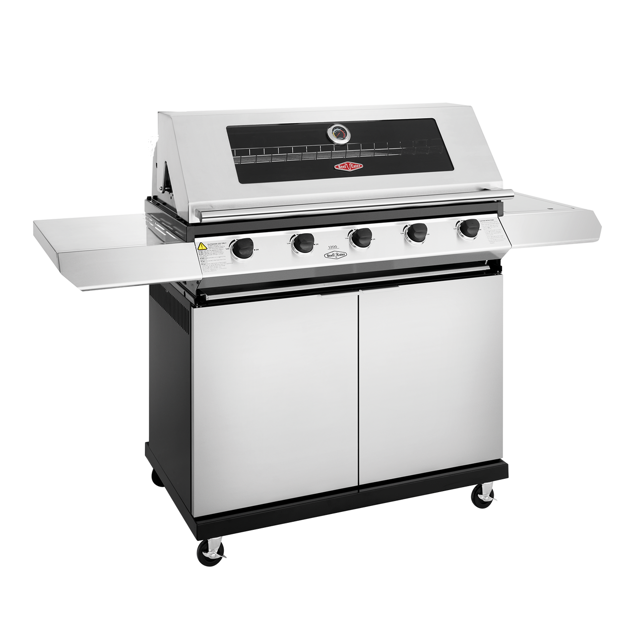 Beefeater 1200 Series 5 Burner Freestanding BBQ + Side Burner - Stainless Steel