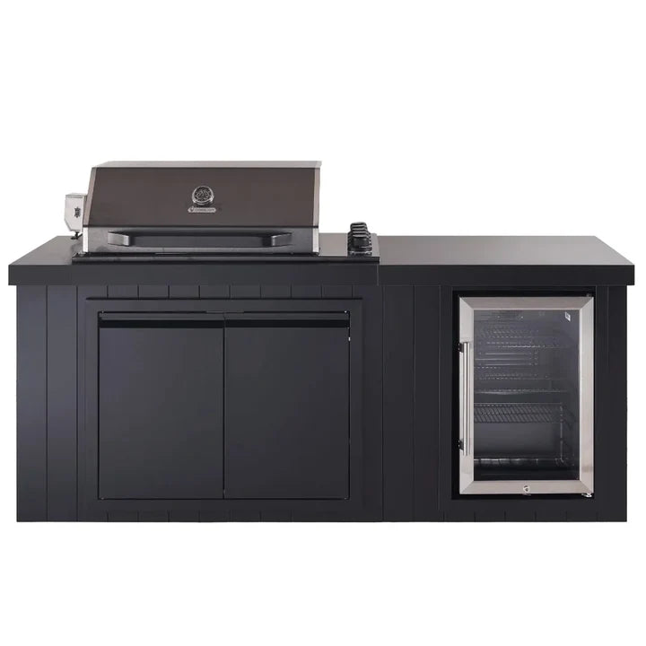 Bossworx Outdoor Kitchen with Black Stainless Steel 4 Burner BBQ & Fridge