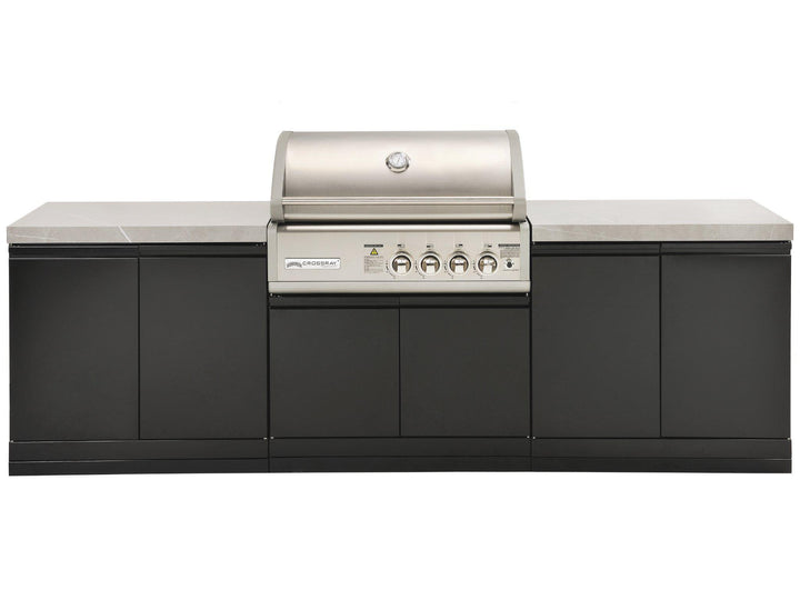 Crossray Outdoor Kitchen 4 Burner BBQ & Double Side Cabinets
