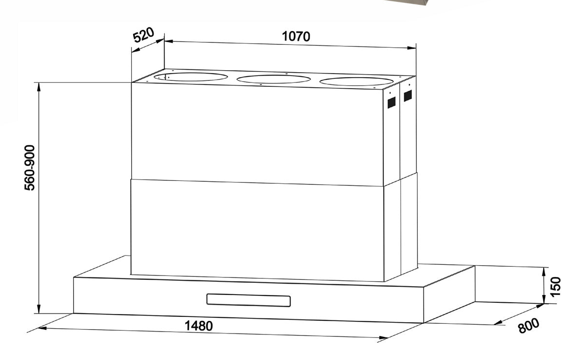 Excelsior Stainless 1480mm Island Rangehood