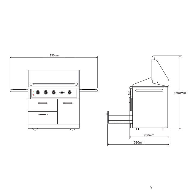Capital 2 Burner 40 Inch Cart Model BBQ with Solid Flat Plate