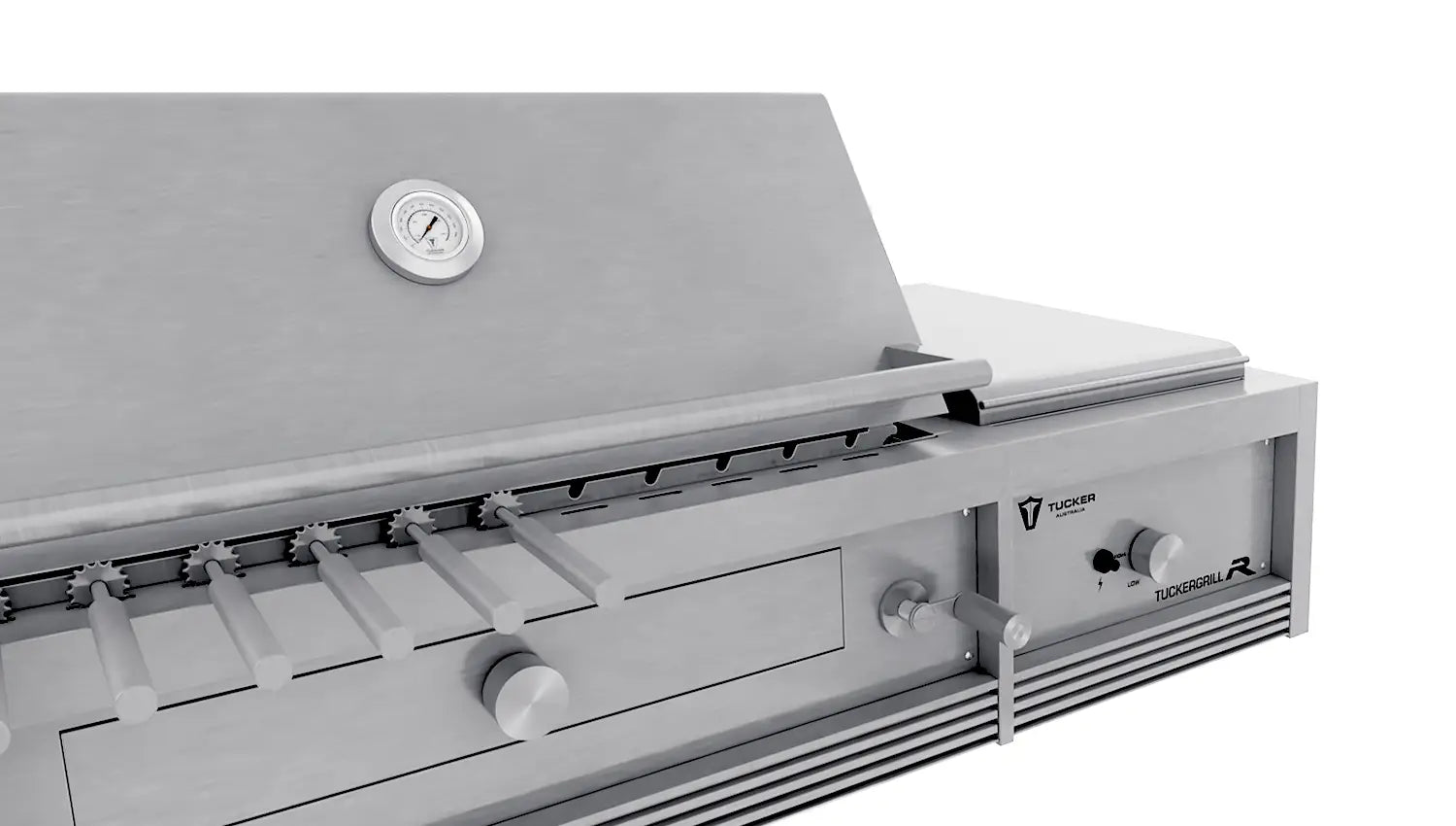 Tucker Charcoal Deluxe Pro Built-In BBQ Plus Wok Burner with Roasting Hood and Wok Hinged Lid