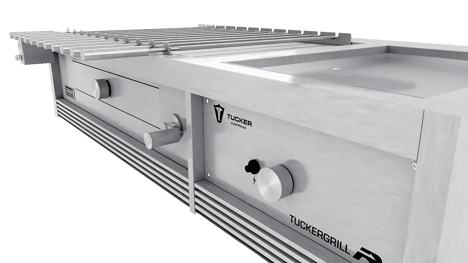 Tucker Charcoal Deluxe Pro Built-In BBQ Plus Wok Burner with Roasting Hood and Wok Hinged Lid