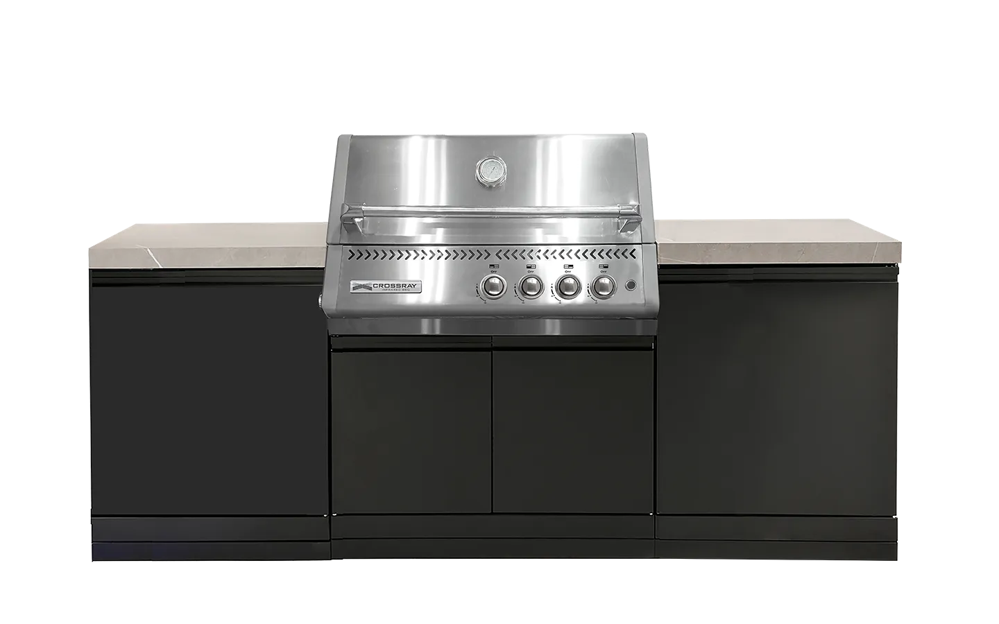 Crossray Xplor Compact Grey Outdoor Kitchen with Black 4 Burner BBQ