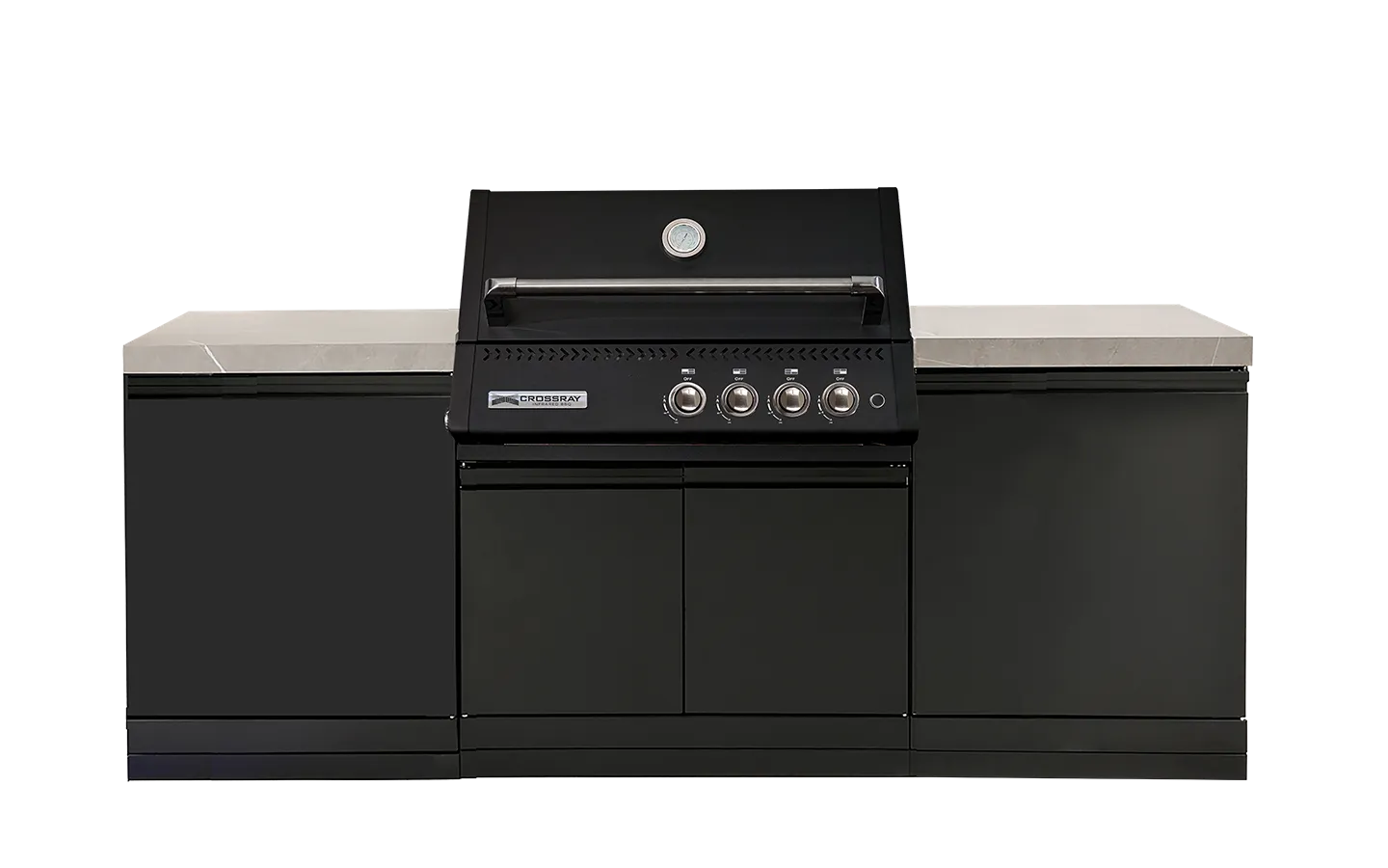 Crossray Xplor Compact Grey Outdoor Kitchen with Black 4 Burner BBQ