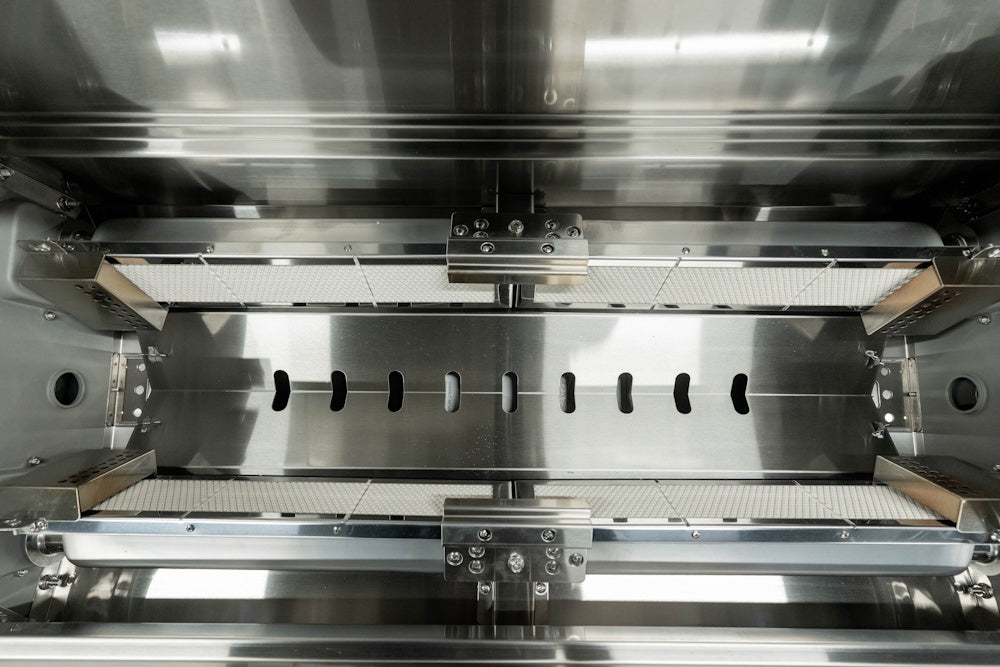 Crossray Xplor Grey Outdoor Kitchen 4 Burner BBQ, Double Door Fridge, Storage & Sink