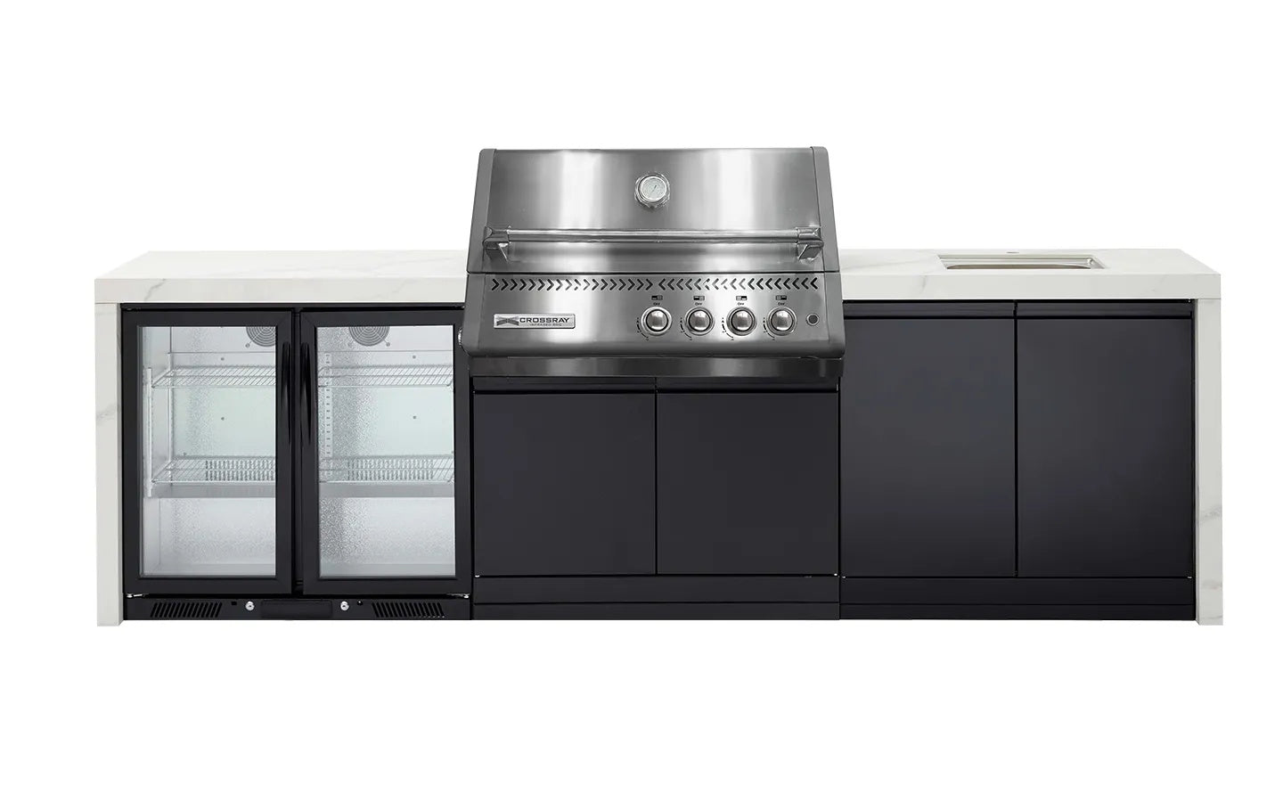 Crossray Premium Xplor White Outdoor Kitchen with 4 Burner BBQ