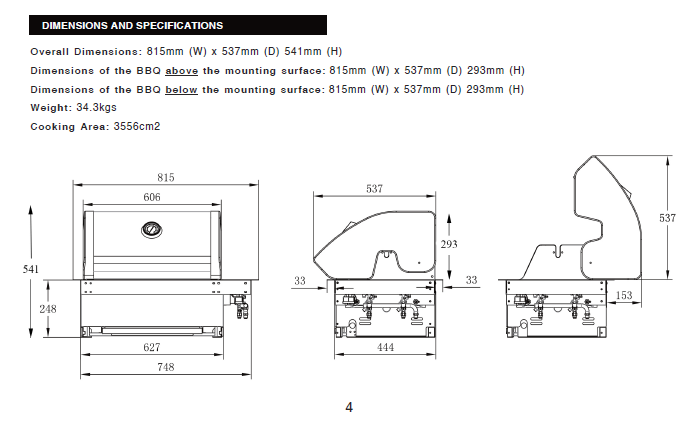 Crossray 2 Burner Drop in Barbecue