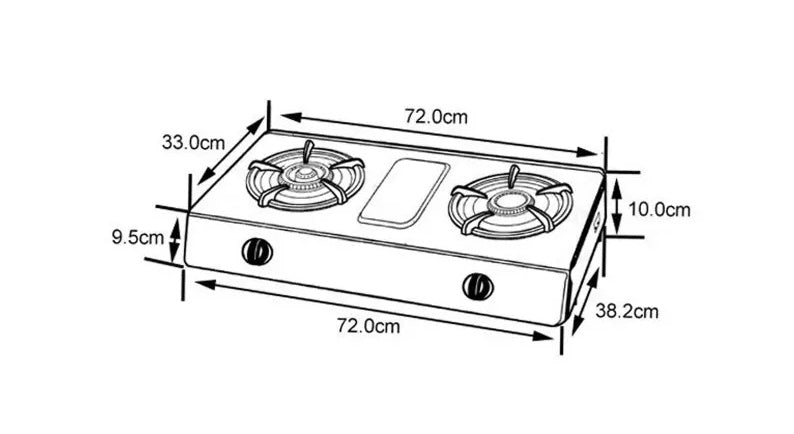 Bromic LPG 2 Burner Wok Cooker Dimensions